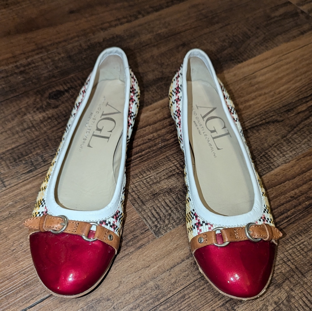 AGL Red Patent Pattern Classic Flats